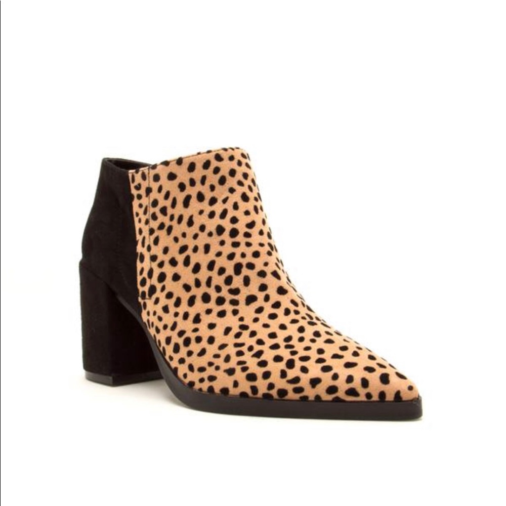 ONE PAIR LEFT! Leopard Print Vegan Suede Booties - Picture 3 of 6